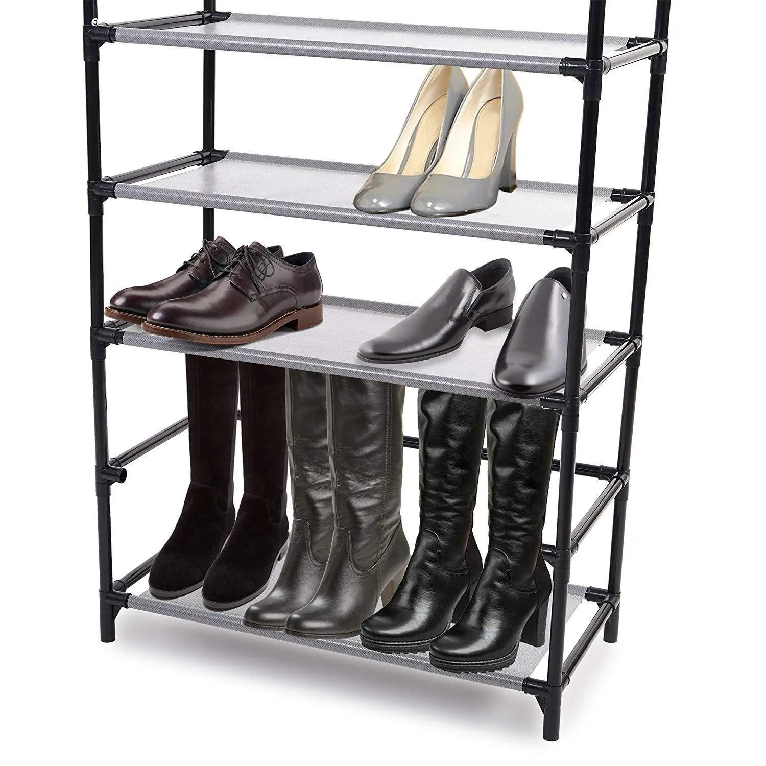 10 Tiers Shoe Rack with Dustproof Cover Shoes Storage Cabinet Boot Organizer Red