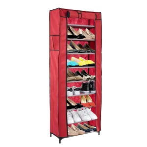 10 Tiers Shoe Rack with Dustproof Cover Shoes Storage Cabinet Boot Organizer Red 10 Tiers Shoe Rack with Dustproof Cover Shoes Storage Cabinet Boot Organizer Red