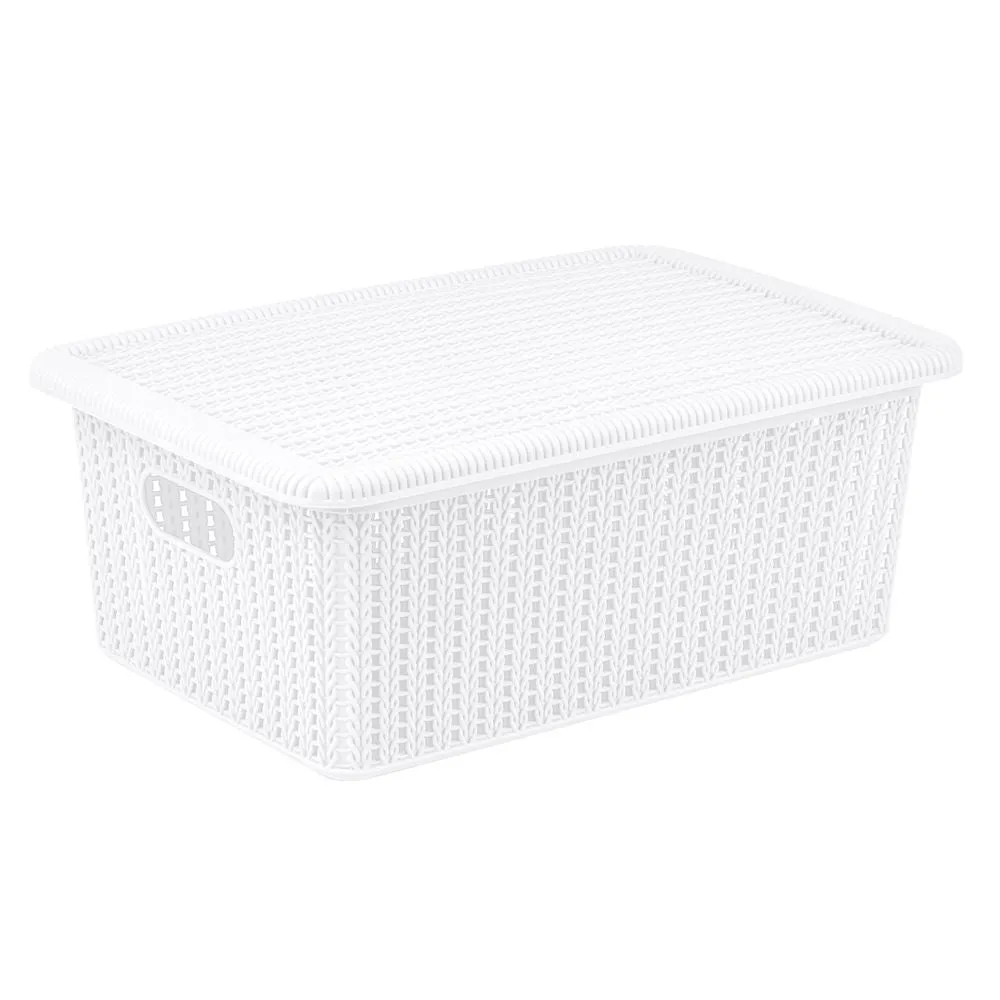 12L Knitted Storage Box White