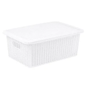 12L Knitted Storage Box White