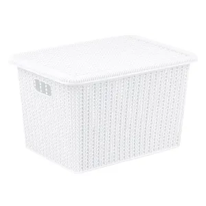 15L Knitted Storage Box White