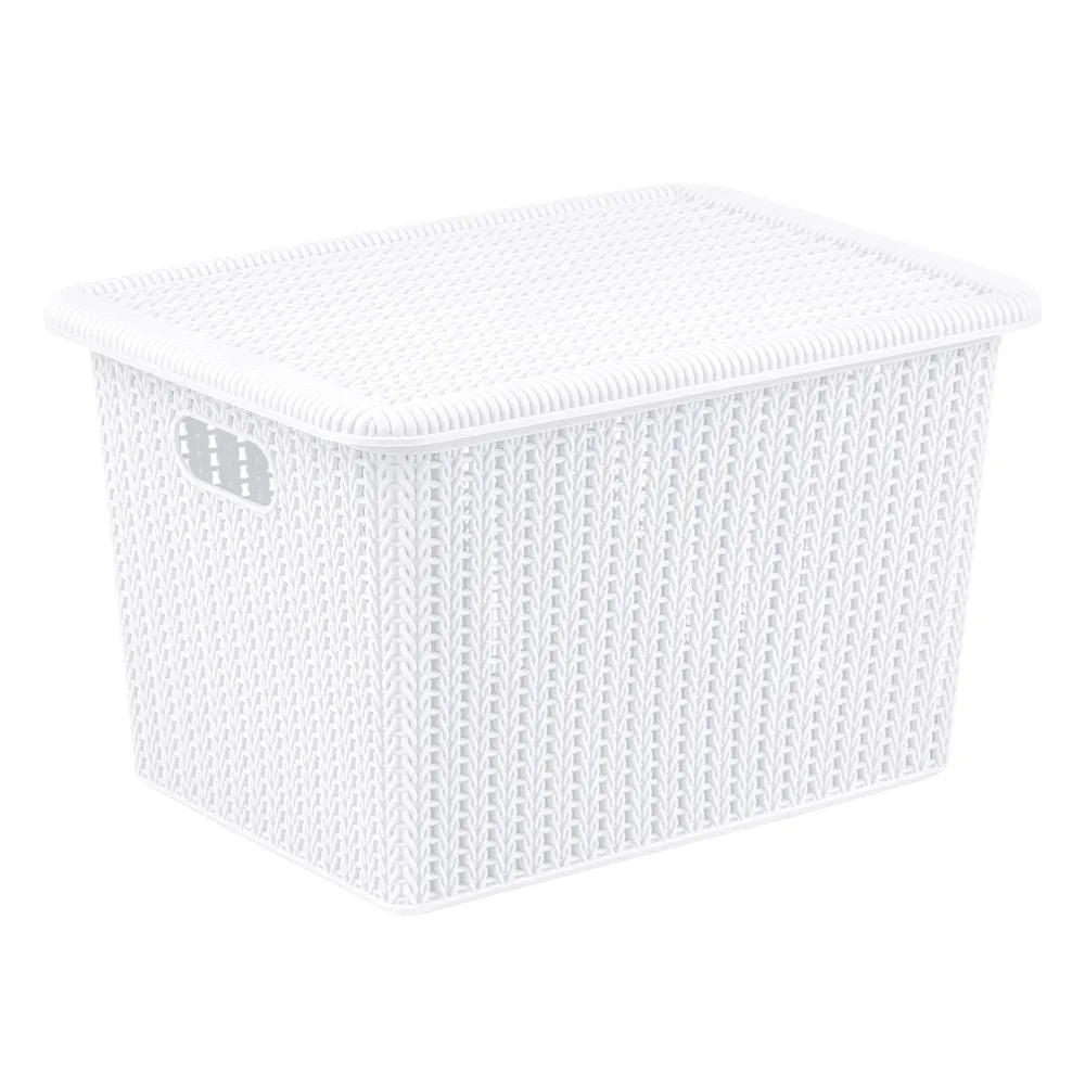 15L Knitted Storage Box White