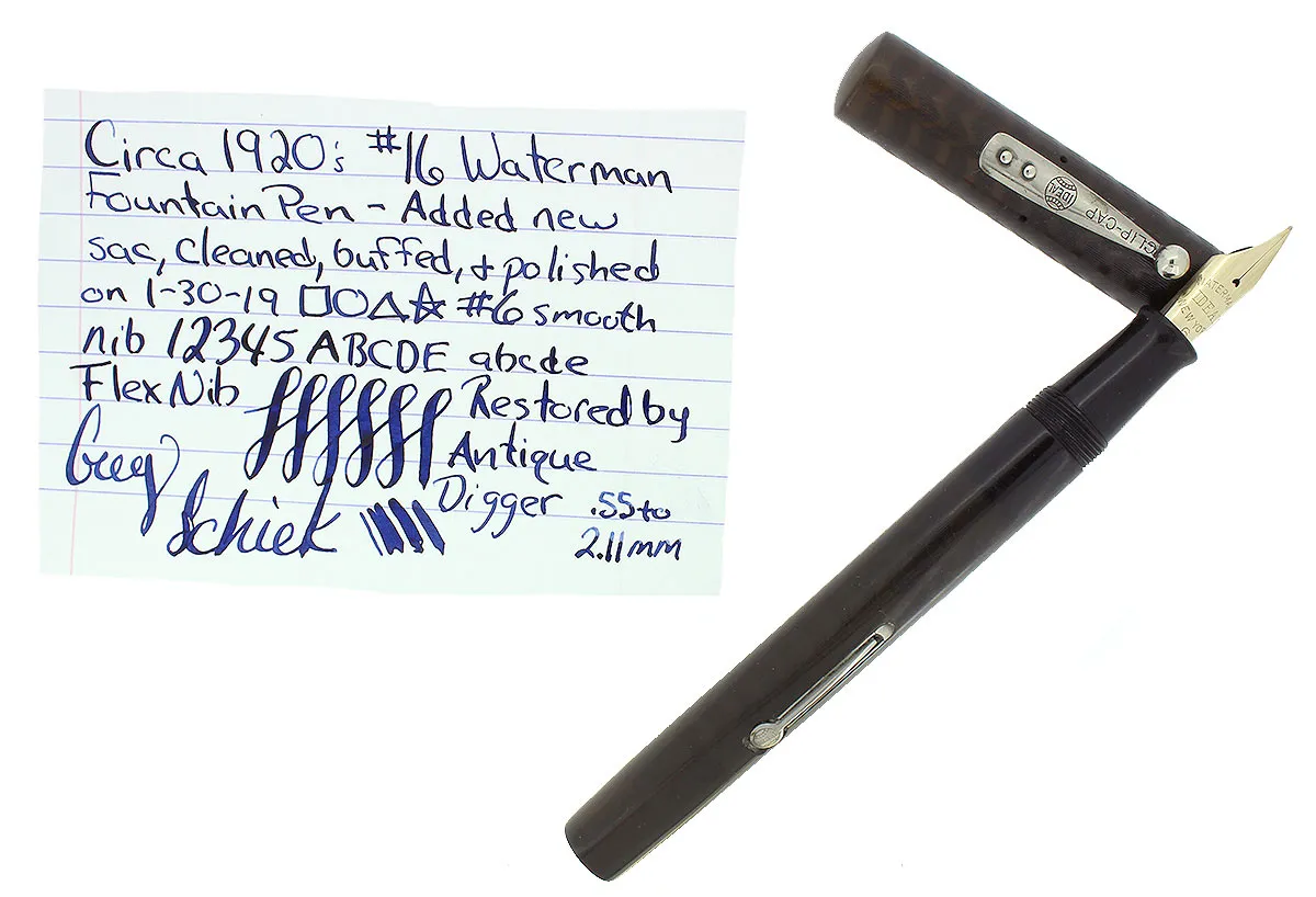 1920S WATERMAN #16 PSF BLACK CHASED HARD RUBBER F-BBB  NIB FOUNTAIN PEN RESTORED