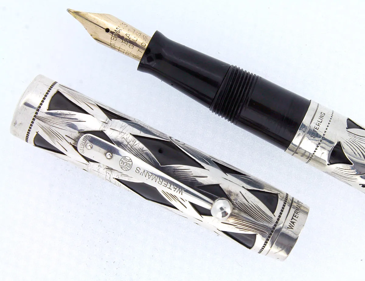 1920S WATERMAN 452 STERLING OVERLAY FOUNTAIN PEN XF to BBB FLEX NIB RESTORED