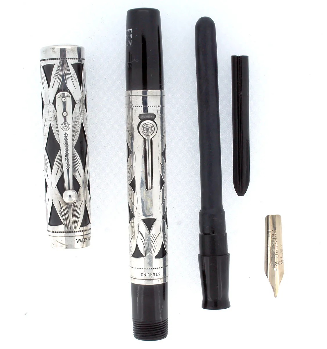 1920S WATERMAN 452 STERLING OVERLAY FOUNTAIN PEN XF to BBB FLEX NIB RESTORED