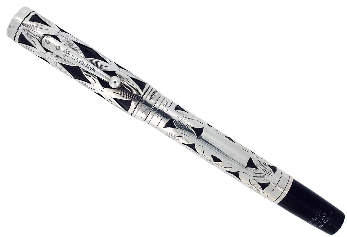 1920S WATERMAN 452 STERLING OVERLAY FOUNTAIN PEN XF to BBB FLEX NIB RESTORED