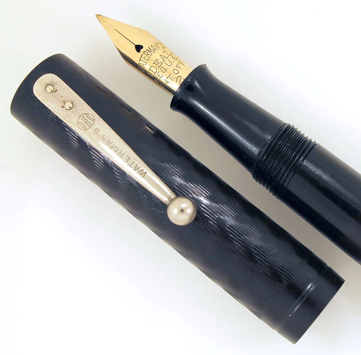 1920s WATERMAN 52 BCHR FOUNTAIN PEN NICKEL TRIM XF to BBB  FLEX NIB RESTORED