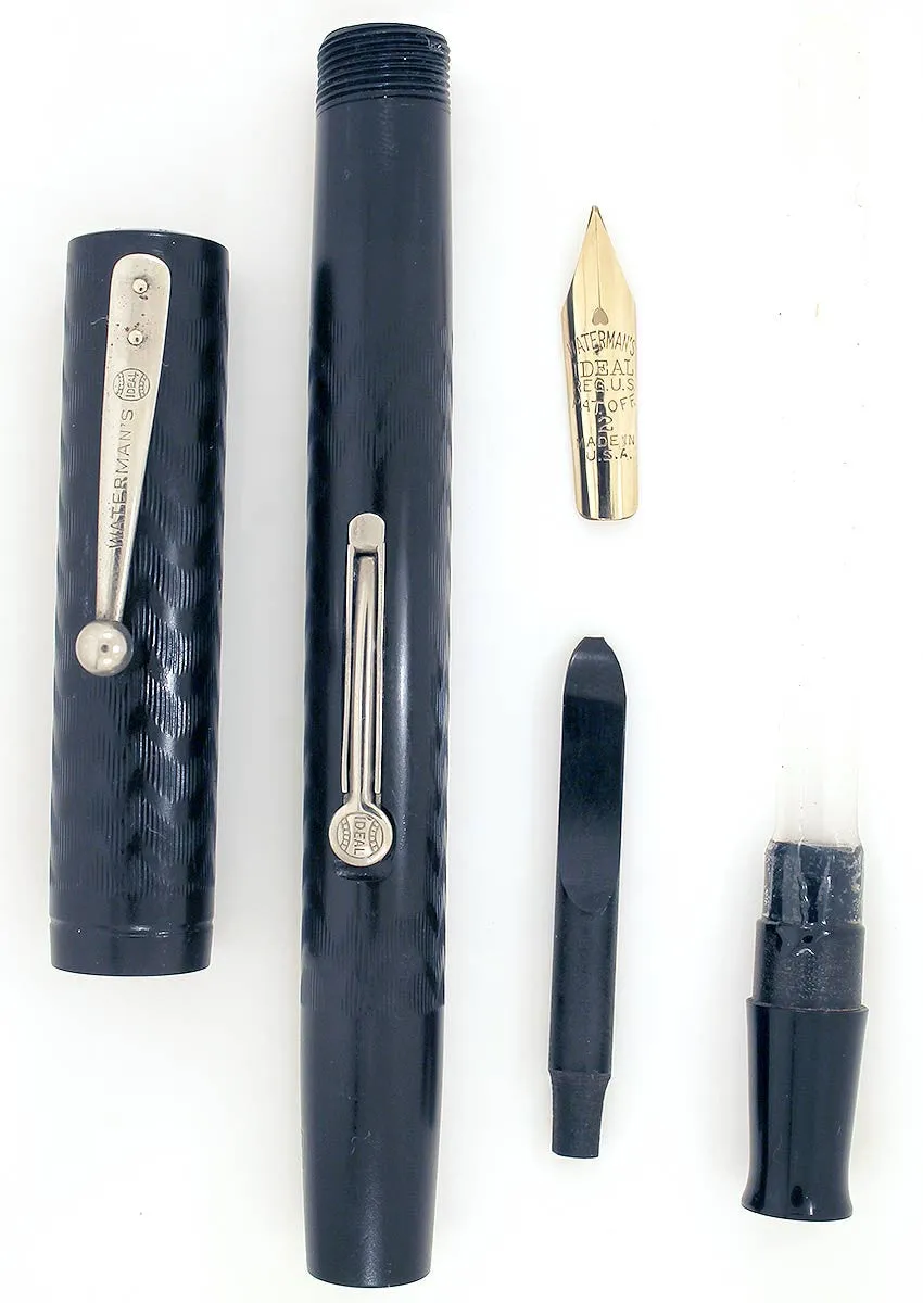 1920s WATERMAN 52 BCHR FOUNTAIN PEN NICKEL TRIM XF to BBB  FLEX NIB RESTORED