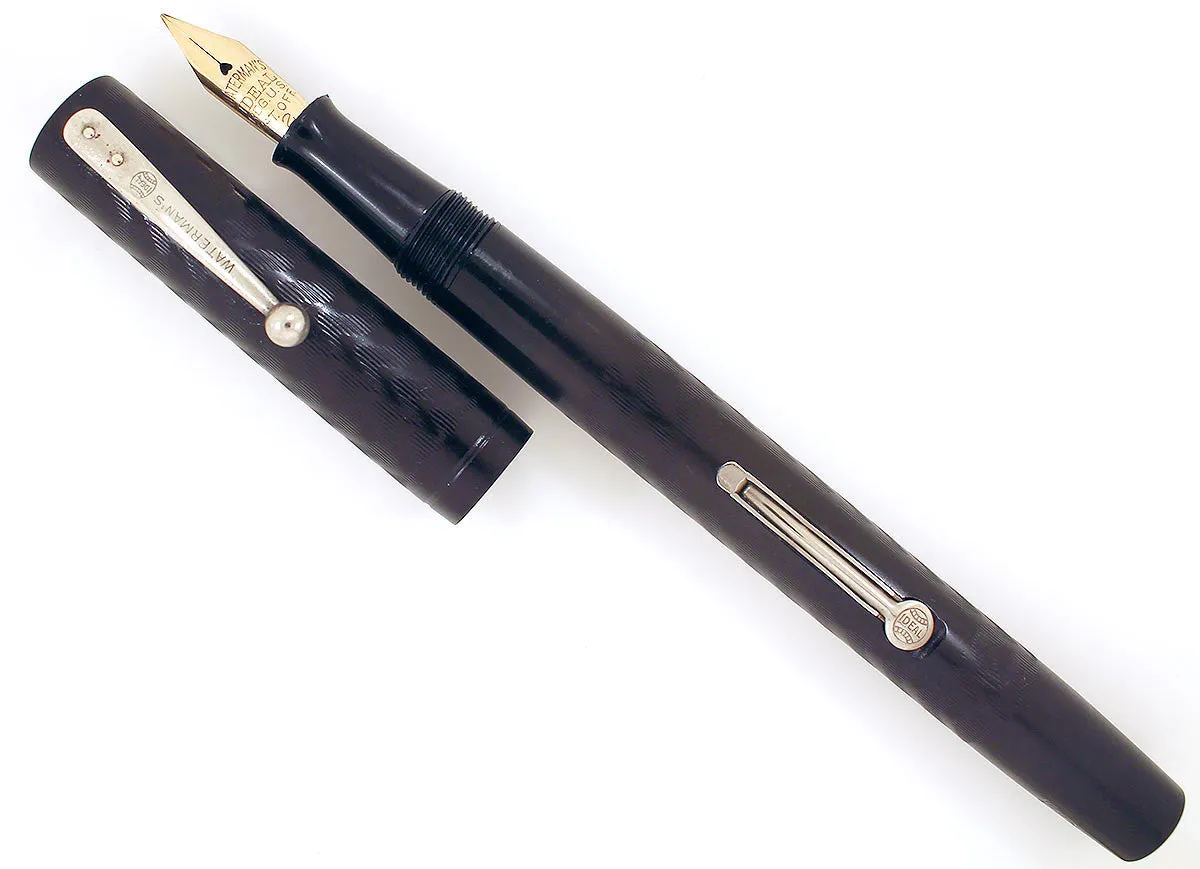 1920s WATERMAN 52 BCHR FOUNTAIN PEN NICKEL TRIM XF to BBB  FLEX NIB RESTORED