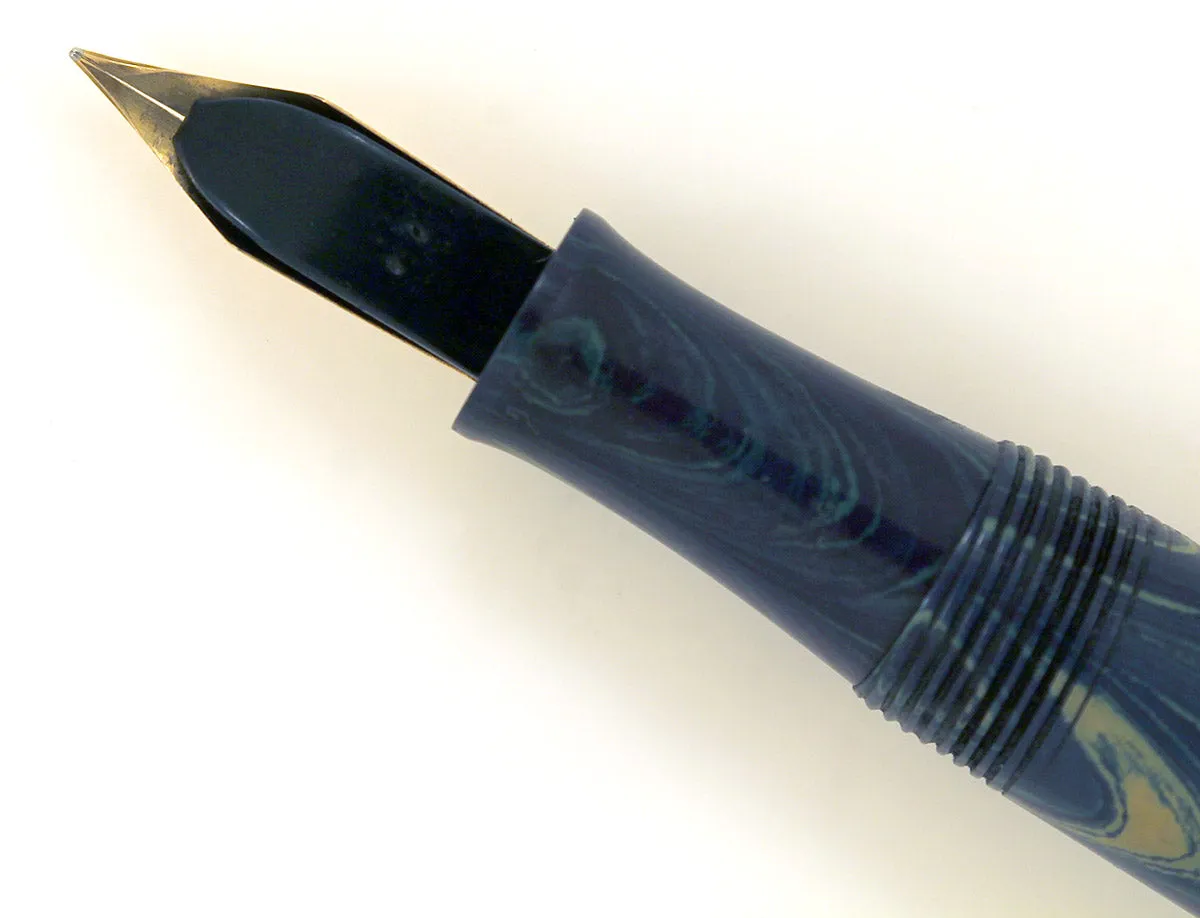 1920s WATERMAN 52V BLUE RIPPLE FOUNTAIN PEN WITH XF to BBB FLEXIBLE NIB IN RESTORED CONDITION