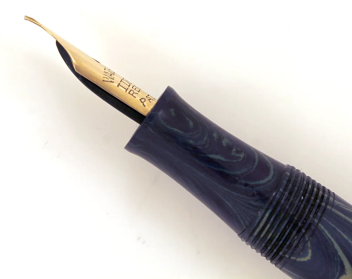 1920s WATERMAN 52V BLUE RIPPLE FOUNTAIN PEN WITH XF to BBB FLEXIBLE NIB IN RESTORED CONDITION