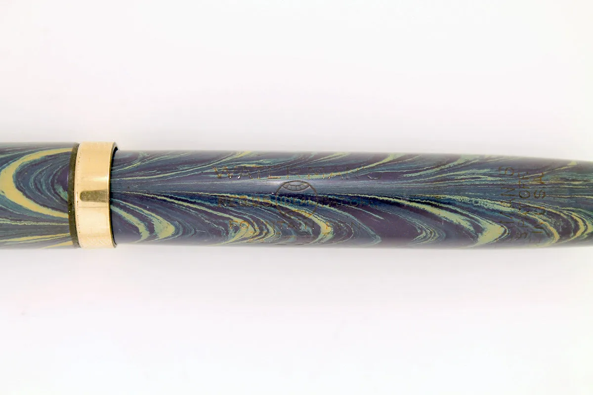 1920s WATERMAN 52V BLUE RIPPLE FOUNTAIN PEN WITH XF to BBB FLEXIBLE NIB IN RESTORED CONDITION