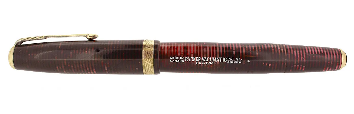 1939 PARKER BURGUNDY VACUMATIC DOUBLE JEWEL FOUNTAIN PEN M - BBB FLEX NIB RESTORED