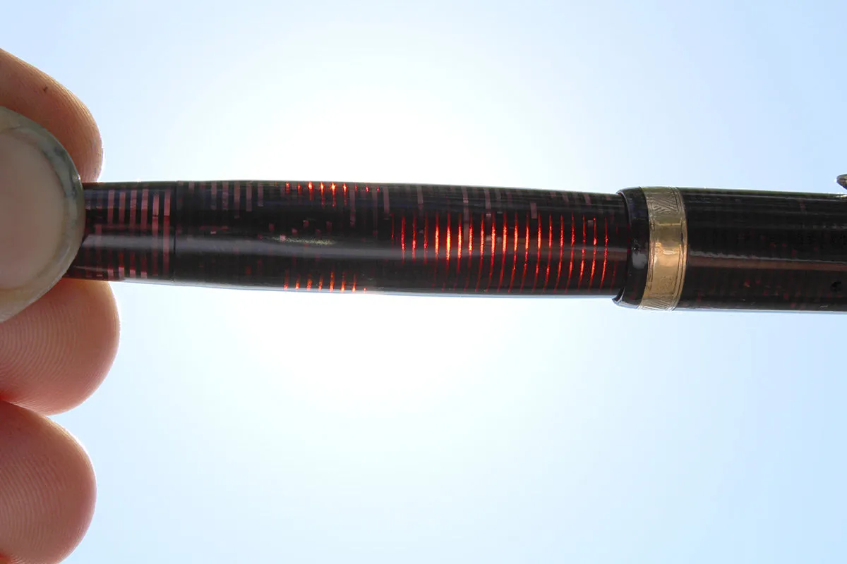 1939 PARKER BURGUNDY VACUMATIC DOUBLE JEWEL FOUNTAIN PEN M - BBB FLEX NIB RESTORED