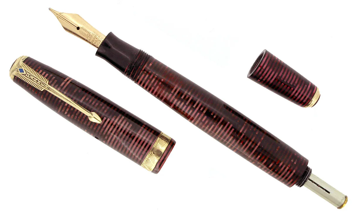1939 PARKER BURGUNDY VACUMATIC DOUBLE JEWEL FOUNTAIN PEN M - BBB FLEX NIB RESTORED
