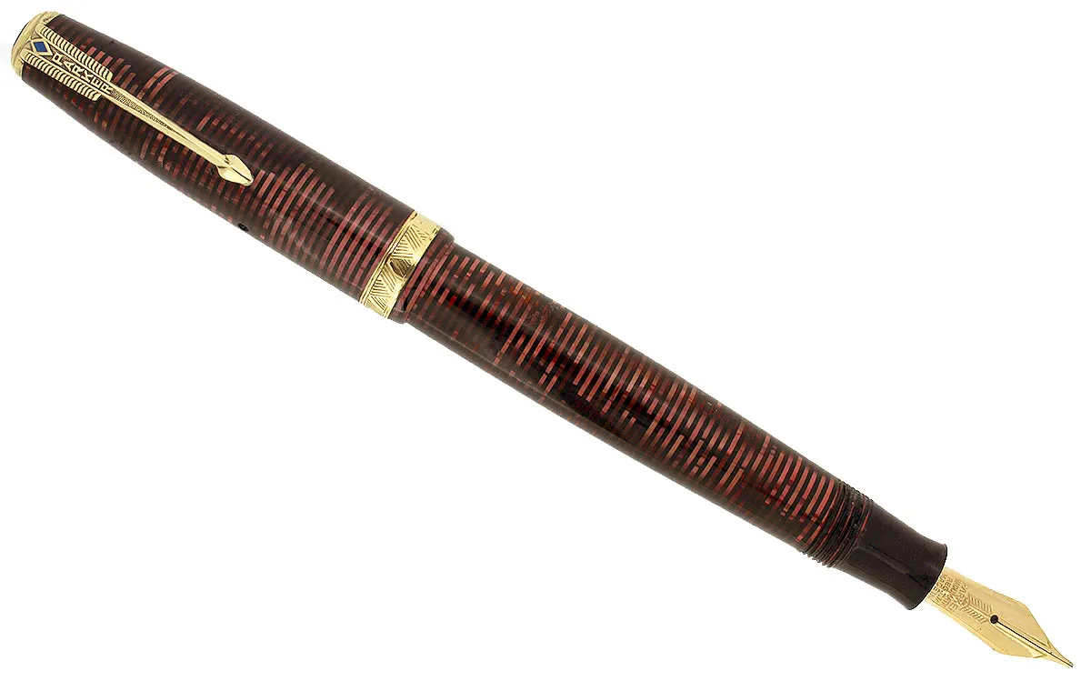 1939 PARKER BURGUNDY VACUMATIC DOUBLE JEWEL FOUNTAIN PEN M - BBB FLEX NIB RESTORED