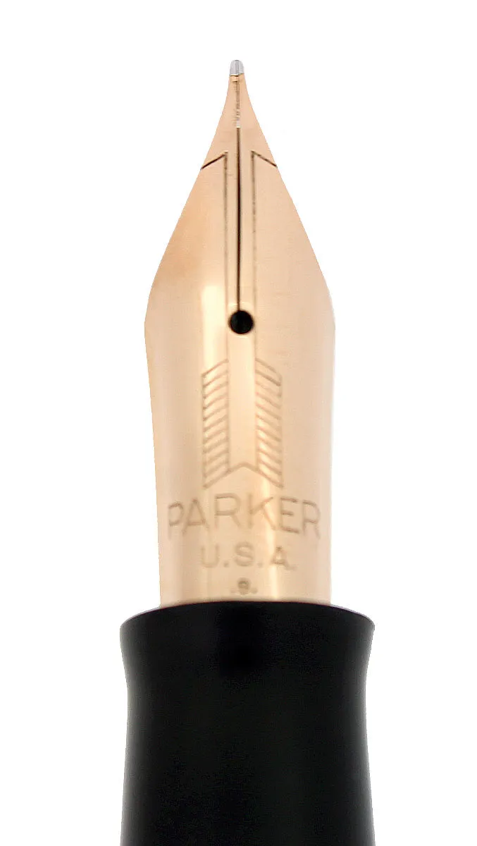 1940 PARKER JET BLACK SENIOR MAXIMA VACUMATIC M-BBB 2.12MM FLEX NIB RESTORED