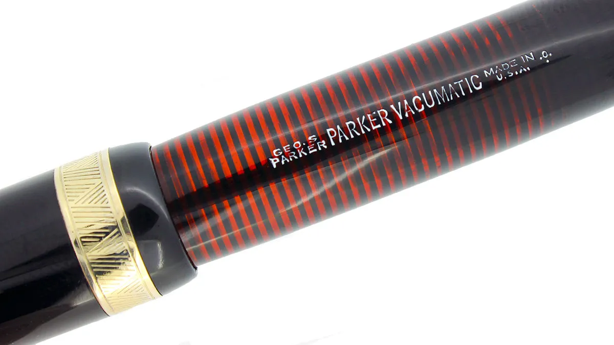 1940 PARKER JET BLACK SENIOR MAXIMA VACUMATIC M-BBB 2.12MM FLEX NIB RESTORED