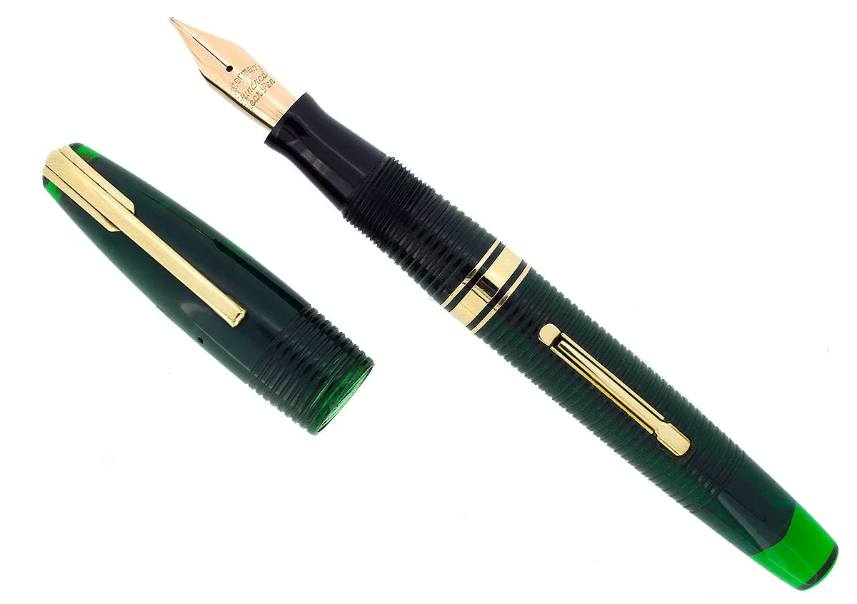 1940 TRANSPARENT GREEN WATERMAN 100 HUNDRED YEAR FOUNTAIN PEN M-BBB  FLEX NIB RESTORED