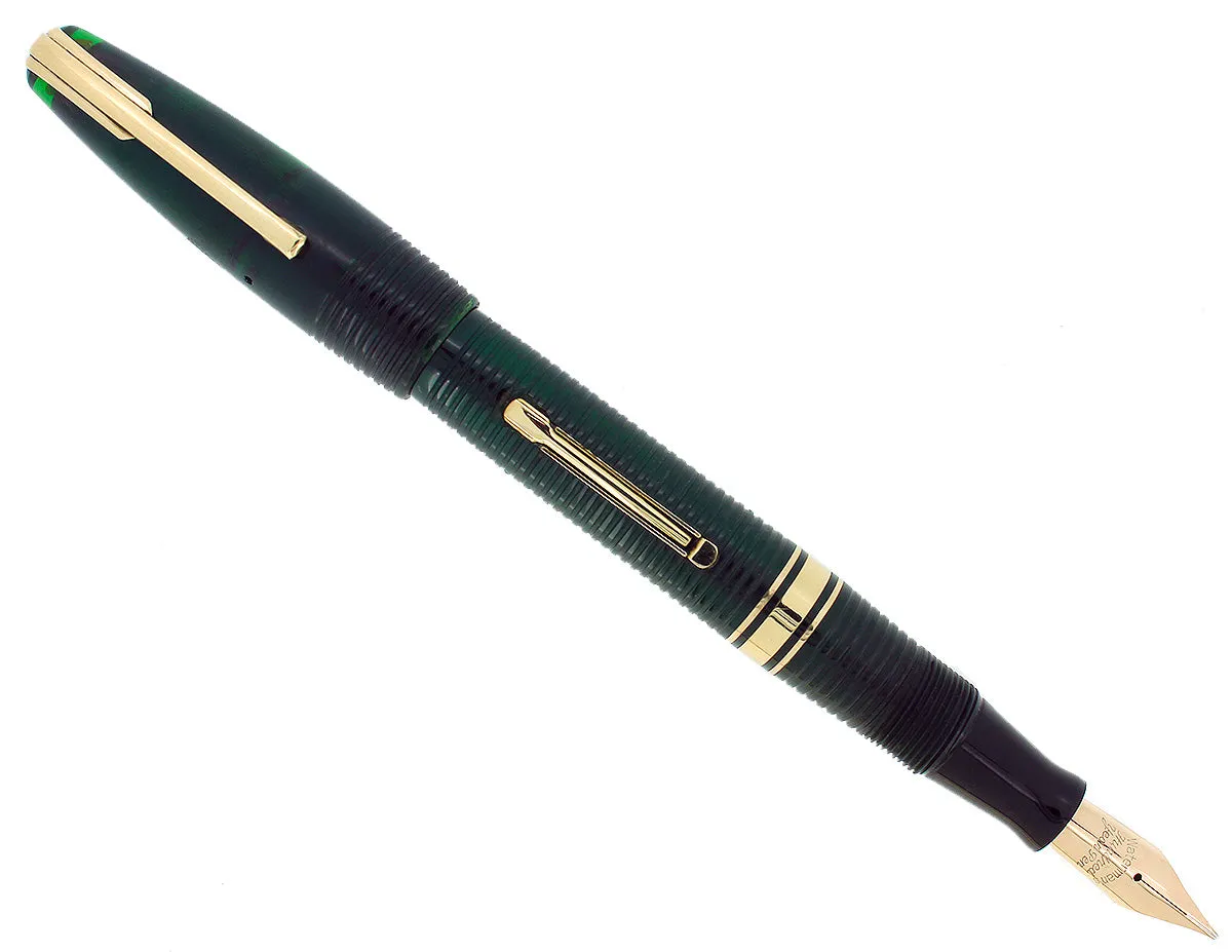 1940 TRANSPARENT GREEN WATERMAN 100 HUNDRED YEAR FOUNTAIN PEN M-BBB  FLEX NIB RESTORED