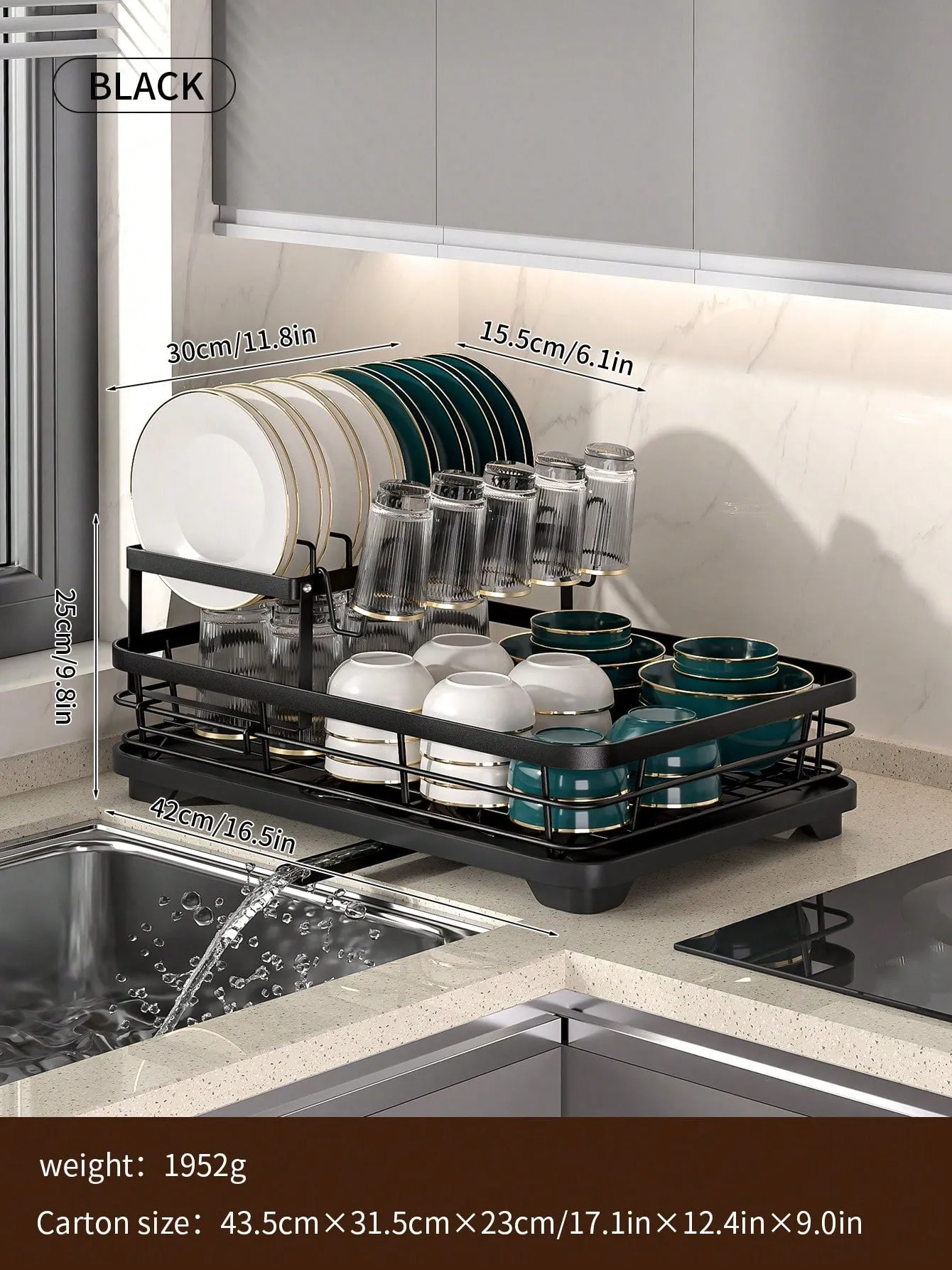 2-Tier Dish Rack with Drain Board & Utensil Organizer – Efficiently Dry & Organize Your Kitchen Essentials!