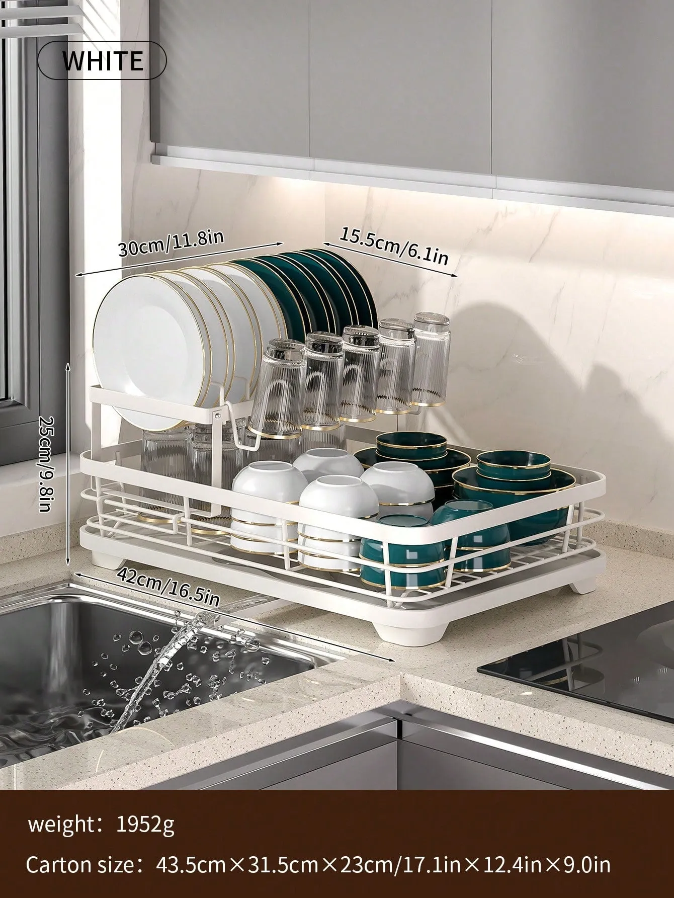 2-Tier Dish Rack with Drain Board & Utensil Organizer – Efficiently Dry & Organize Your Kitchen Essentials!