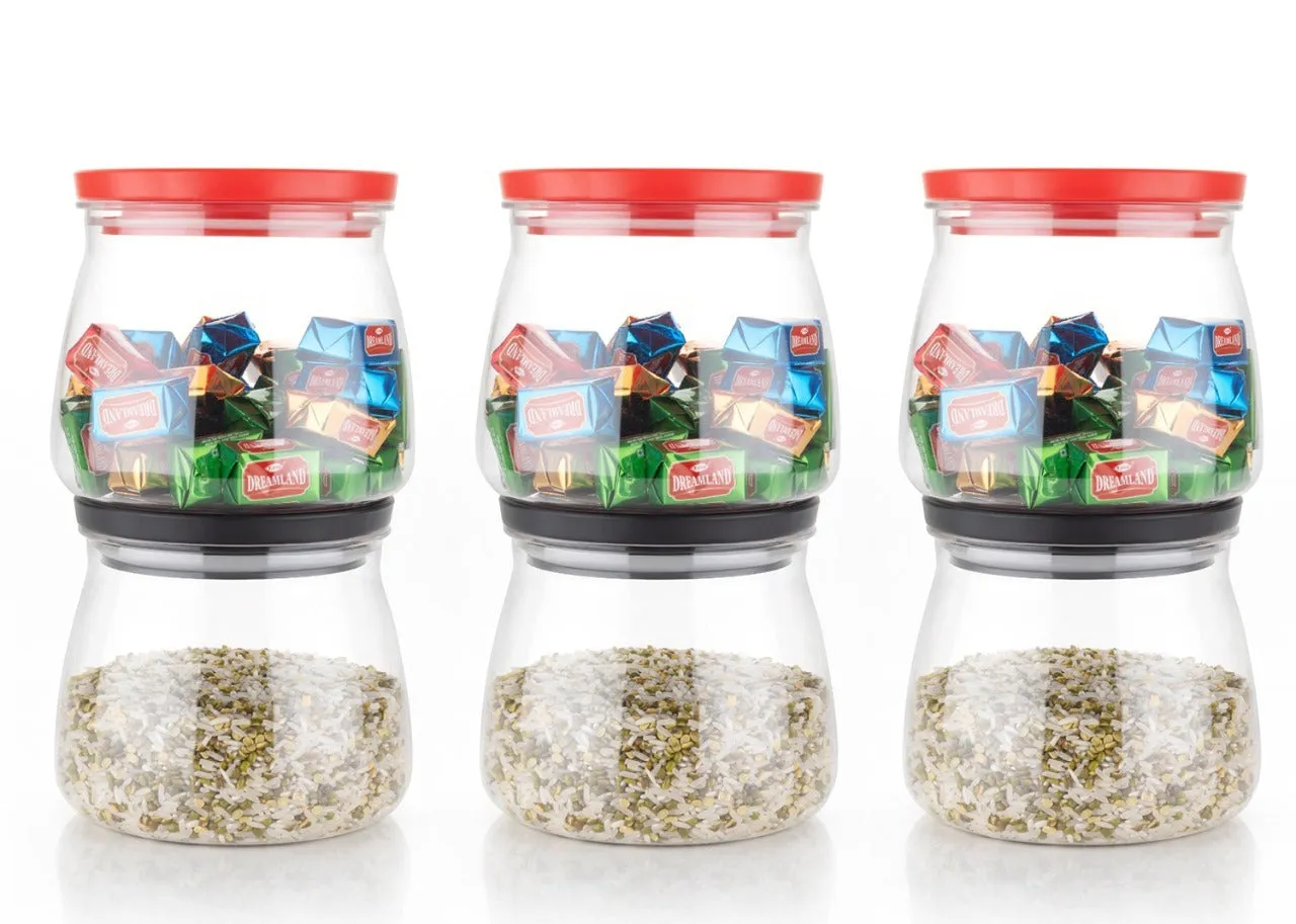 2286 Matka Shaped Jar with Air Tight & Leak Proof Lid (Multicolour) (Set of 6) (900Ml)