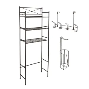 3-Piece Over-the-Toilet Bathroom Organizer Set (Black Finish)