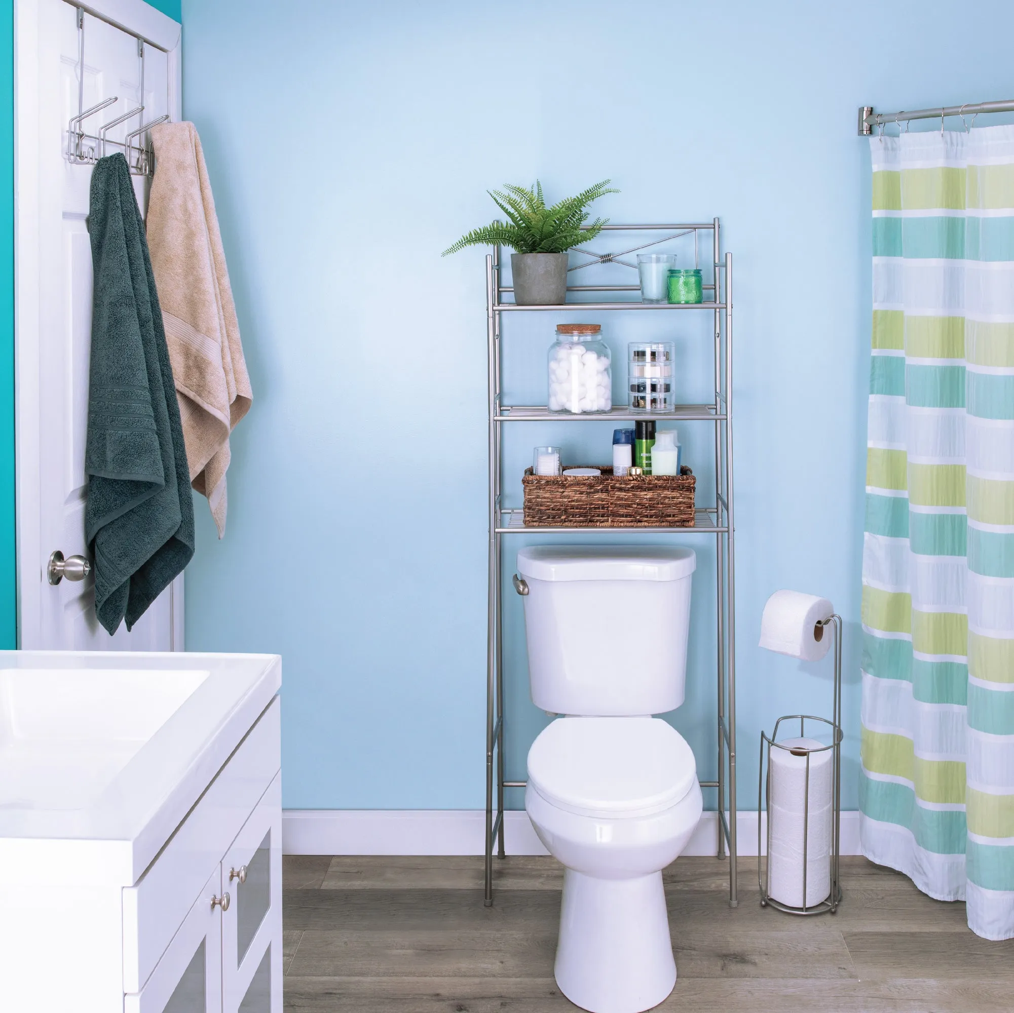 3-Piece Over-the-Toilet Bathroom Organizer Set (Brushed Nickel Finish)