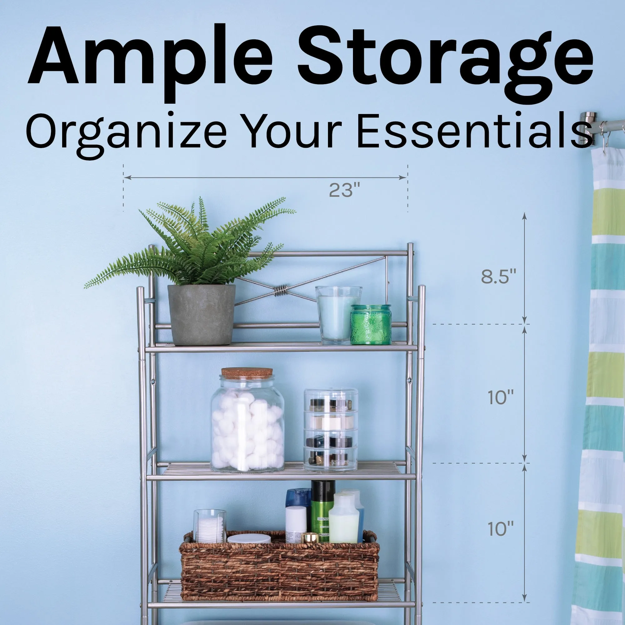 3-Piece Over-the-Toilet Bathroom Organizer Set (Brushed Nickel Finish)