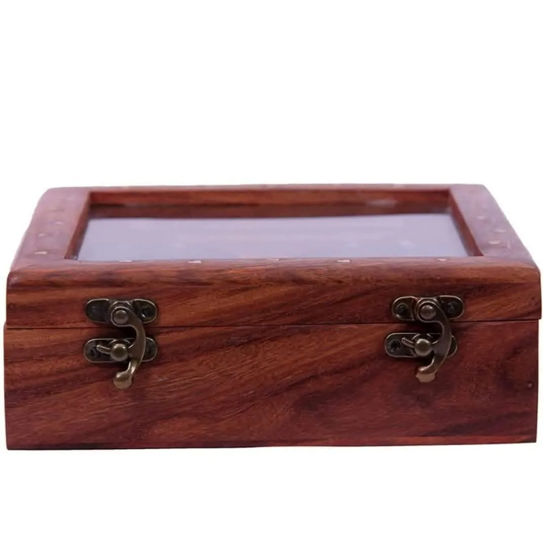 4 Pot ss wooden dry fruit box with Steel Cups