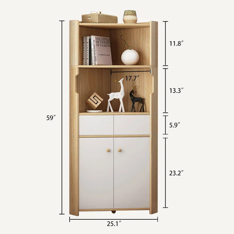 59" Collection Corner Storage Floor Cabinet-Rubber Wood