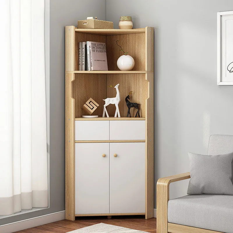 59" Collection Corner Storage Floor Cabinet-Rubber Wood