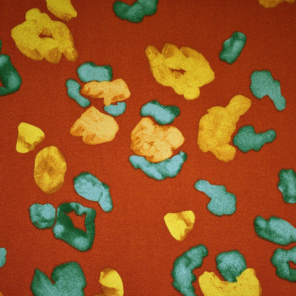 Abstract Autumn Dot Rayon Crepe Rust