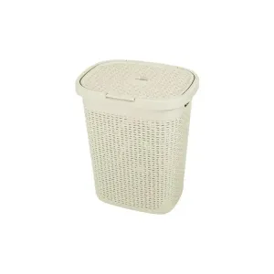 Addis Rattan Effect Laundry Hamper 50L - Beige & Charcoal Available