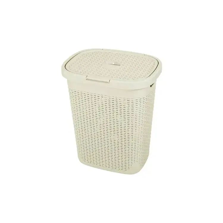 Addis Rattan Effect Laundry Hamper 50L - Beige & Charcoal Available