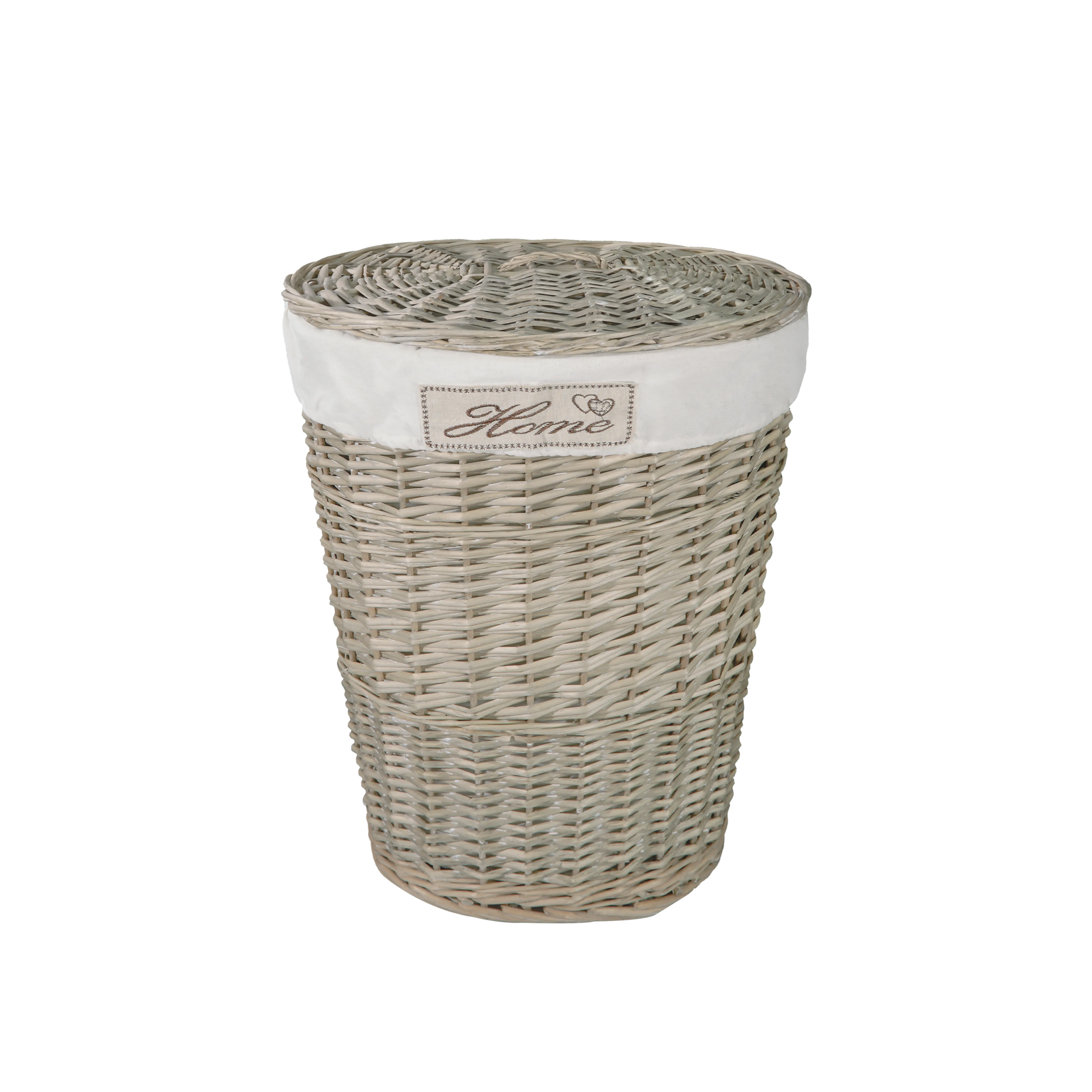 Antique Wash Oval Wicker Laundry Basket with Lining