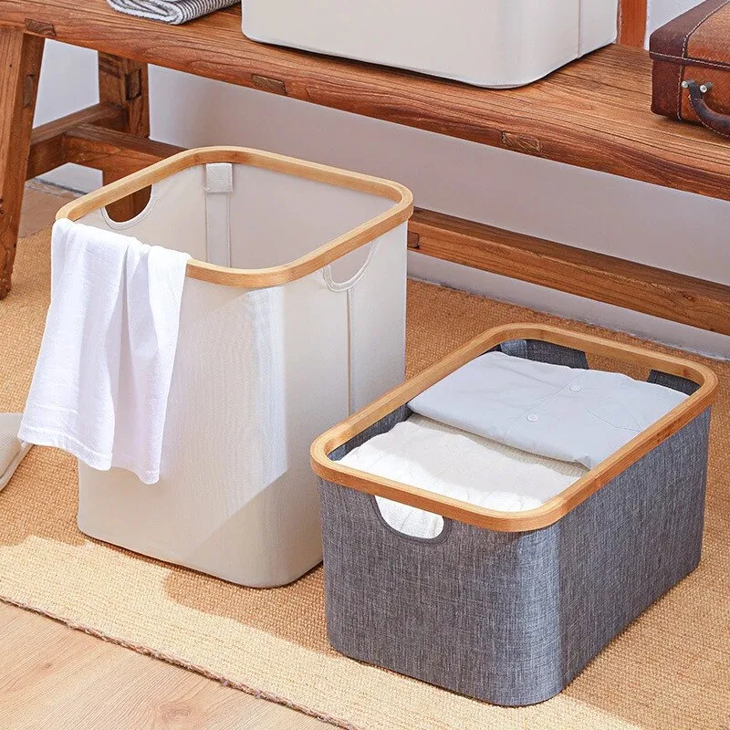 Bamboo-framed Foldable Laundry Bag 38x26x36cm