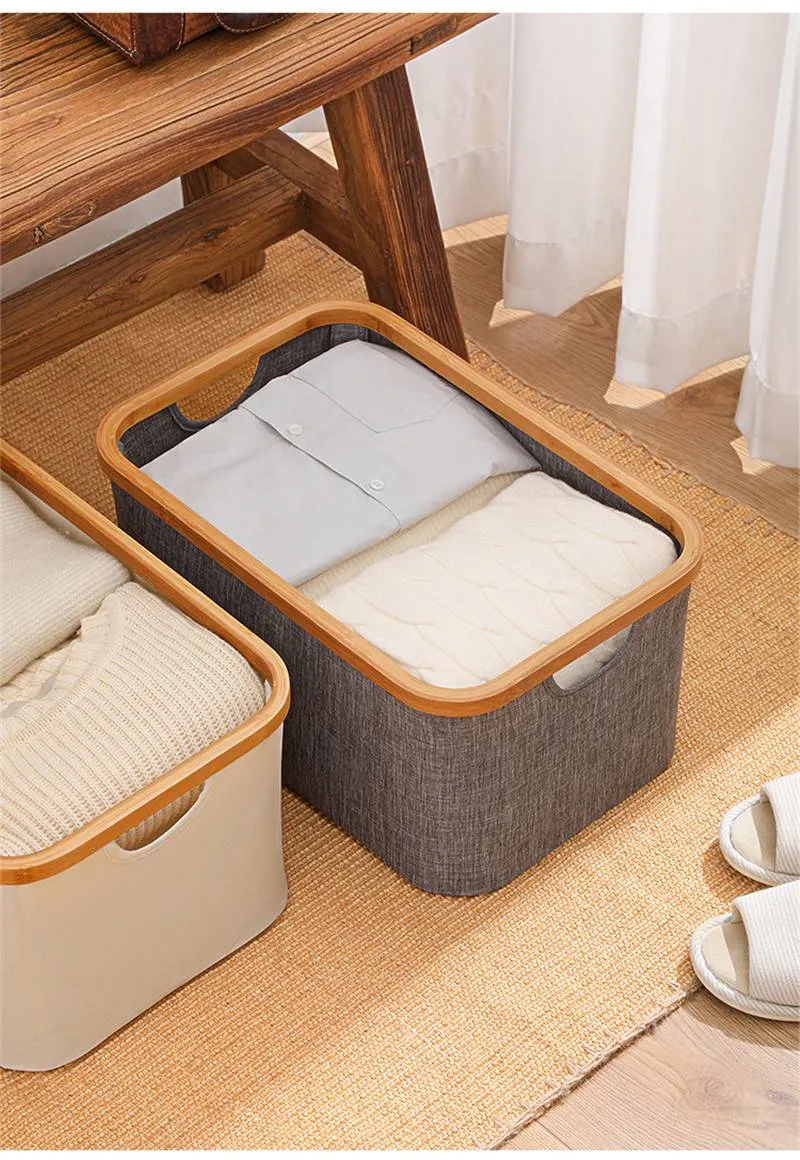 Bamboo-framed Foldable Laundry Bag 38x26x36cm
