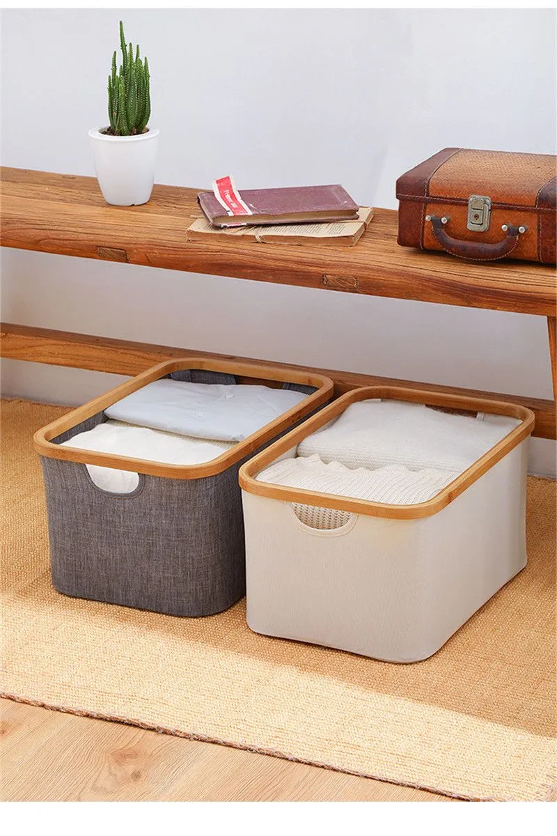 Bamboo-framed Foldable Laundry Bag 38x26x36cm