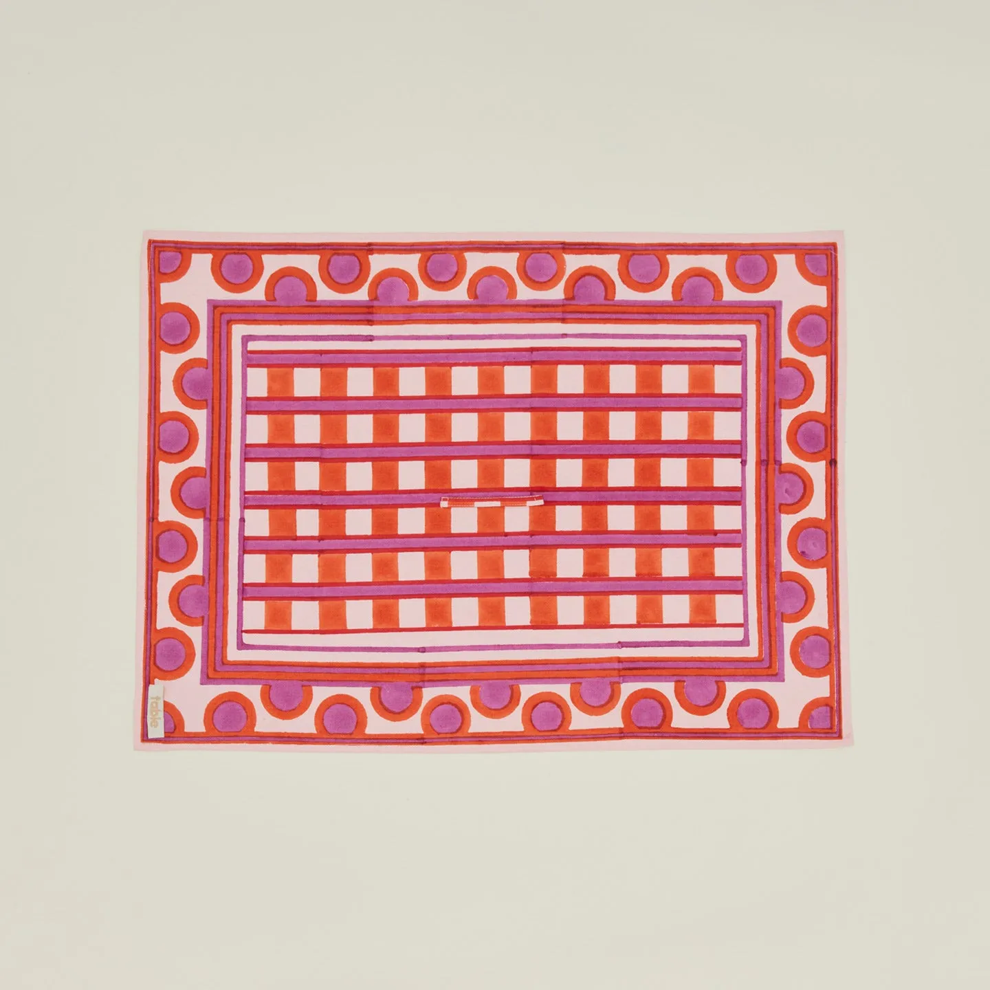 Block Printed Dish Cloth - Block Printed Red Plaid