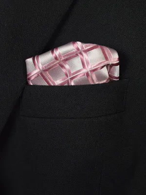 Boy's Pocket Square 19402 Pink/Silver Neat