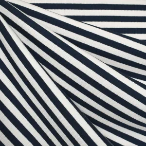 Breton Stripe Rib Jersey Knit Navy/Vanilla
