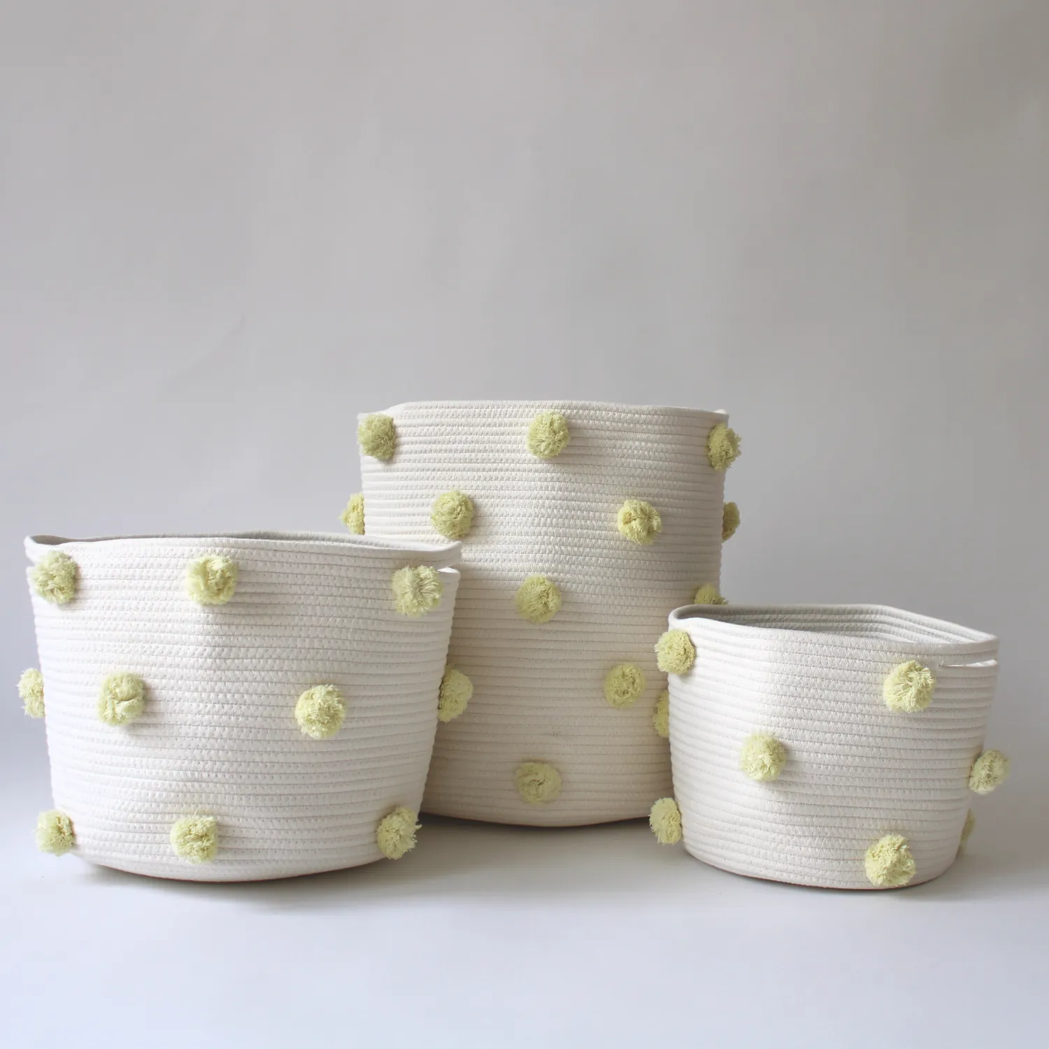 Buttercream Pom Laundry Basket