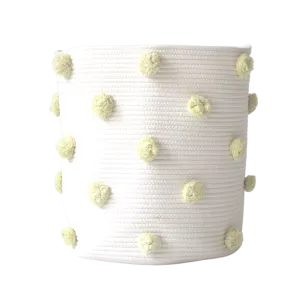 Buttercream Pom Laundry Basket