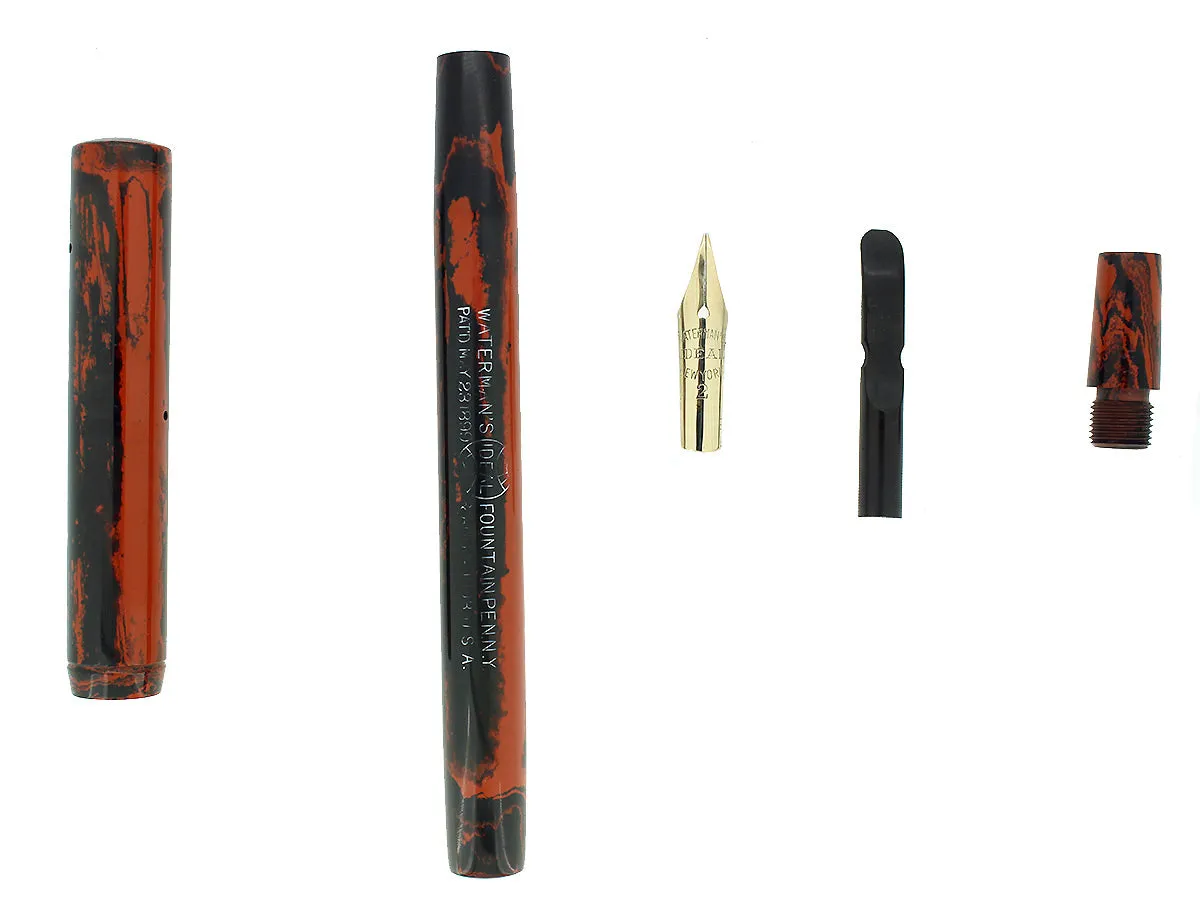 C1908 WATERMAN #12 MOTTLED HARD RUBBER FOUNTAIN PEN XF-BBBB 2.63MM FLEX NIB RESTORED