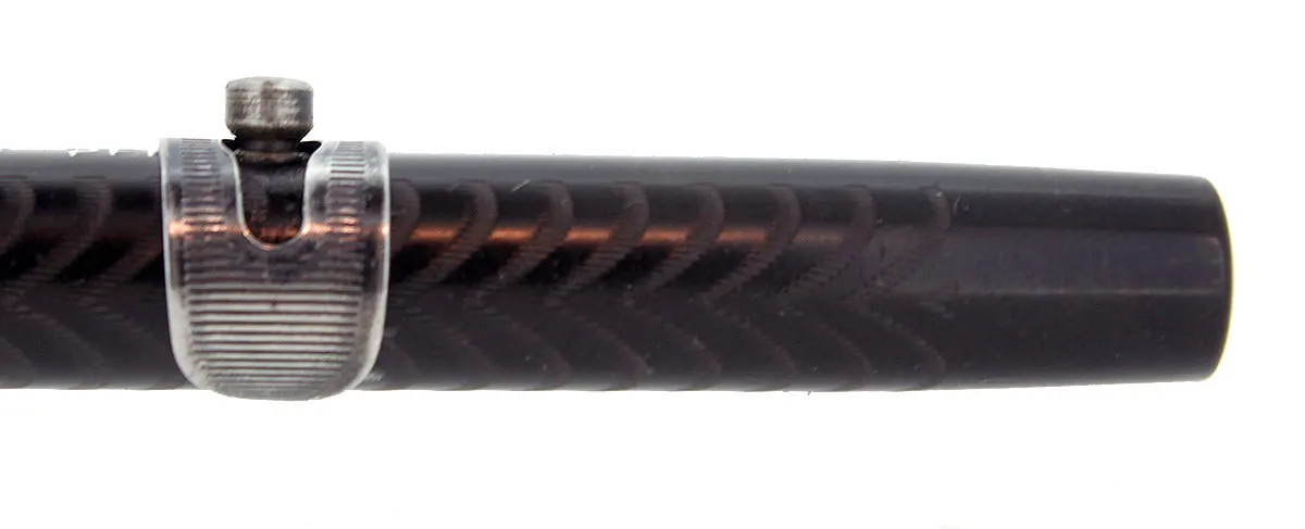 C1912 JAXON BLACK CHASED HARD RUBBER STUD FILLER FOUNTAIN PEN RESTORED