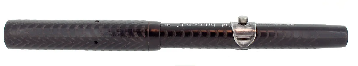 C1912 JAXON BLACK CHASED HARD RUBBER STUD FILLER FOUNTAIN PEN RESTORED