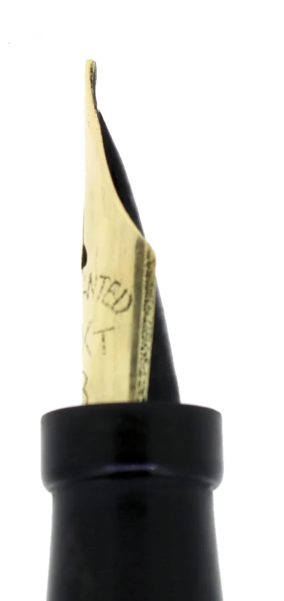C1912 JAXON BLACK CHASED HARD RUBBER STUD FILLER FOUNTAIN PEN RESTORED