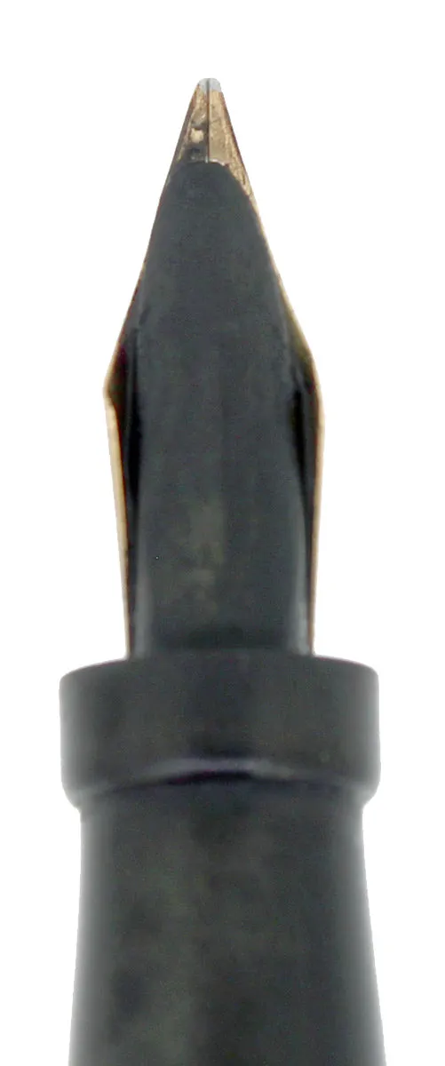 C1912 JAXON BLACK CHASED HARD RUBBER STUD FILLER FOUNTAIN PEN RESTORED